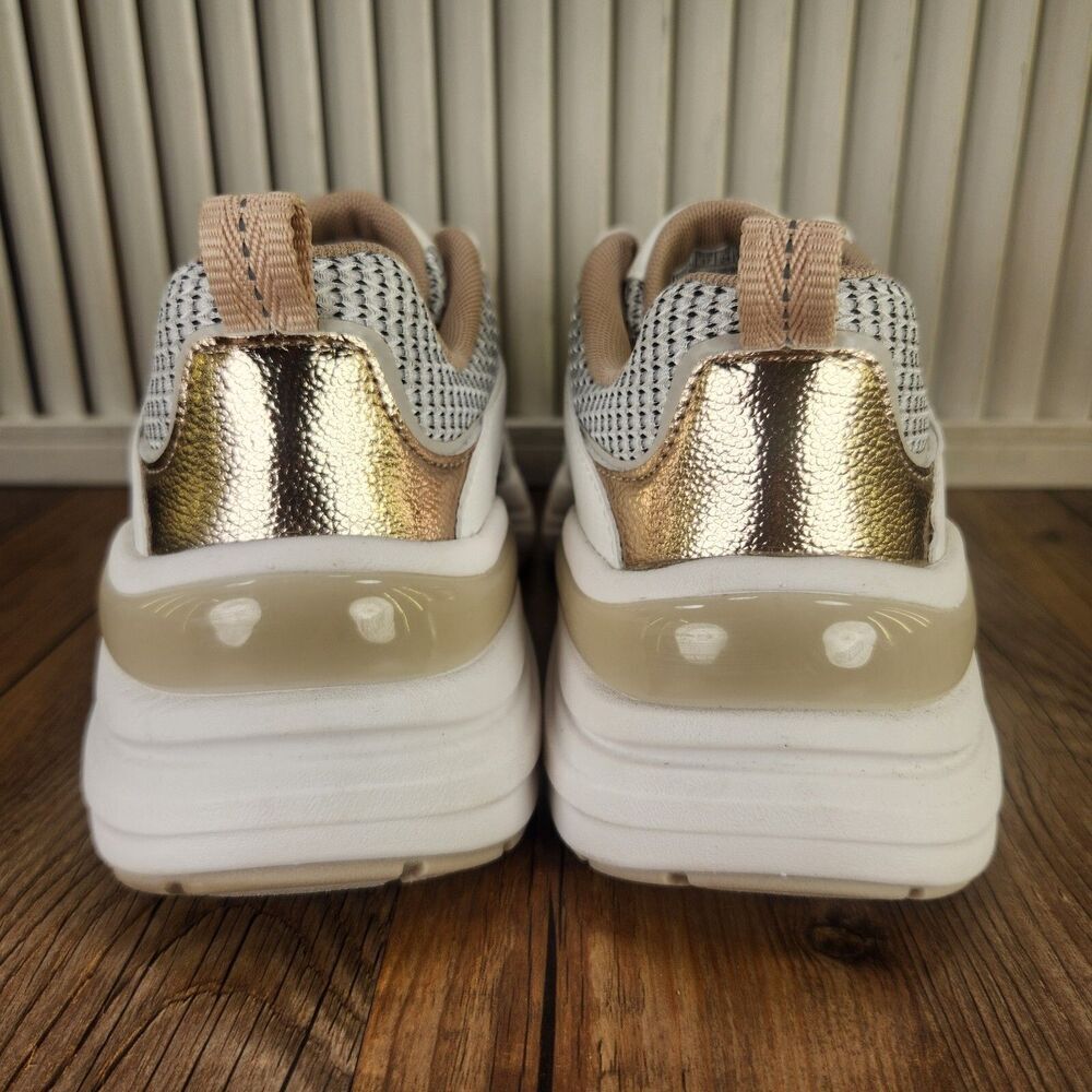 Skechers Street Hazel Metallic Womens Sz 7 White Gold Sport Walking Shoes 177566 - Picture 4 of 9
